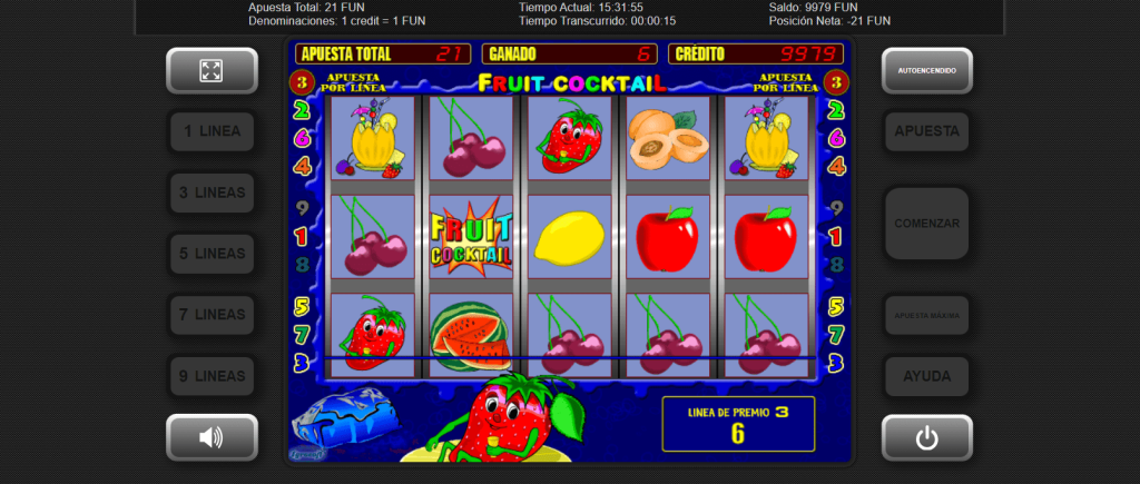 Beneficios de jugar a las tragaperras Fruit Cocktail en Pin Up Casino